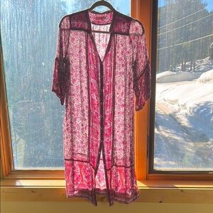 Floral Pink Sheer Kimono